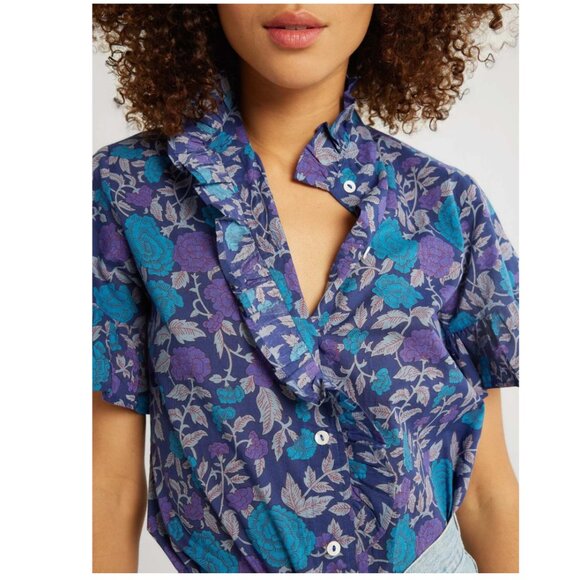 Mille Vanessa Ruffle Top in Twilight Floral Print - Picture 3 of 9